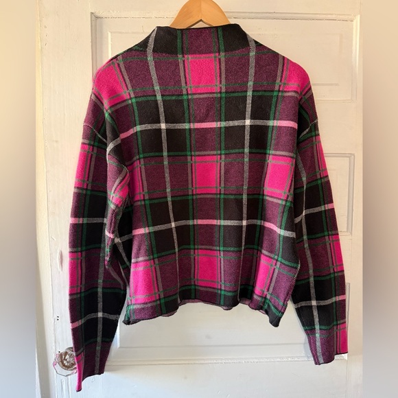 Tahari Pink Plaid Mock Neck Sweater - Picture 5 of 6